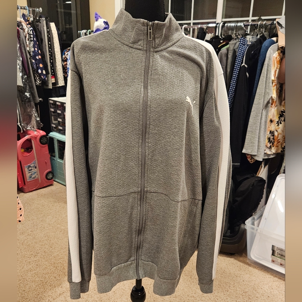 Puma Full Zip Gray Track Jacket, Size XXL